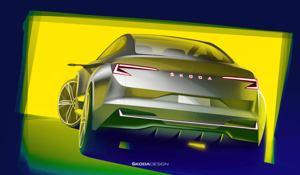 ŠKODA VISION iV סקיצה - מבט לאחור המכונית