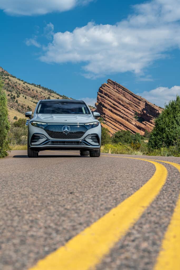 Press Test Drive EQS SUV, 2022, DenverPress Test Drive EQS SUV, 2022, Denver