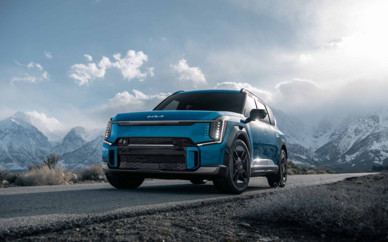 קדמת הרכב של קיה EV9 החשמלית קדמת הרכב של קיה EV9 החשמלית