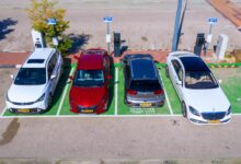 עמדות טעינה לרכבים חשמליים של חברת EV Edge בחניות מסומנות בירוק