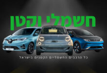 שלושה דגמי רכב חשמלי קטן אחד לצד השני עם הכיתוב כל הרכבים החשמליים הקטנים בישראל