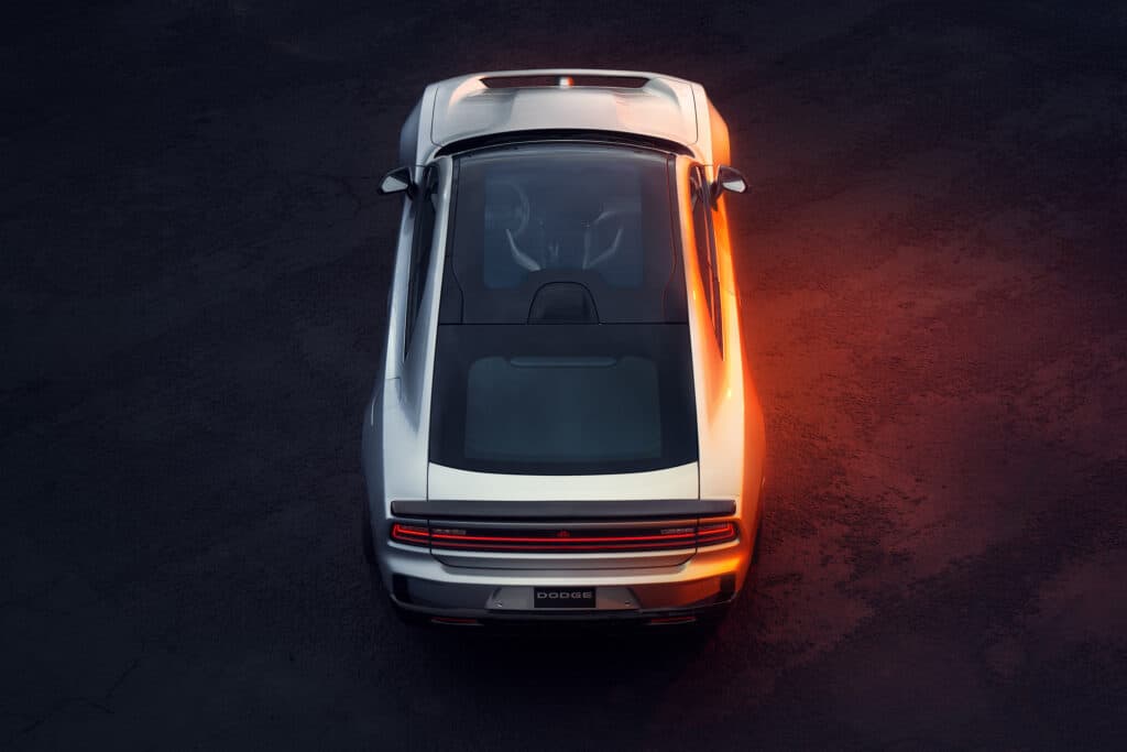 The optional full-length glass roof of the all-new Dodge Charger